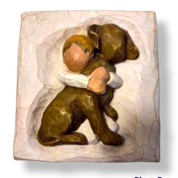 Willow Tree Hug a Boundless Love Plaque by Susan Lordi Dog and Boy Wall Hanging - Picture 1 of 3